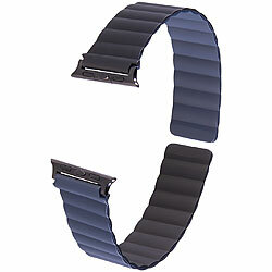 Callstel Armband für Apple Watch, 42/44/45/49mm, schwarz/dunkelblau Callstel Magnetische Apple Watch-Armbänder aus Silikon, doppelseitig wendbar