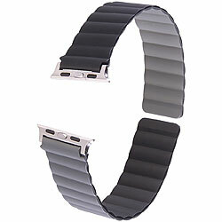 Callstel Armband für Apple Watch, 42/44/45/49 mm, schwarz/grau/silber Callstel Magnetische Apple Watch-Armbänder aus Silikon, doppelseitig wendbar