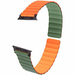 Callstel Armband für Apple Watch, 42/44/45/49mm, orange/dunkelgrün/schwarz Callstel Magnetische Apple Watch-Armbänder aus Silikon, doppelseitig wendbar
