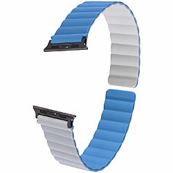 Callstel Armband für Apple Watch, 42/44/45/49mm, blau/hellgrau/schwarz Callstel Magnetische Apple Watch-Armbänder aus Silikon, doppelseitig wendbar 