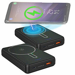 revolt 2er-Set Wireless-Powerbank, 10.000 mAh, 22,5W PD, MagSafe-kompatibel revolt Magnetische Powerbanks, Qi-& MagSafe-kompatibel
