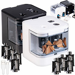 General Office 2er-Set Bleistiftspitzer, USB- & Batterie-Betrieb, 6-12 mm Ø Stifte General Office Elektrische Anspitzer mit Doppelloch-Design