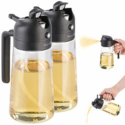 Rosenstein & Söhne 2er-Set 2in1-Ölspender und Ölsprüher für Kochen u.v.m., Glas, 470 ml Rosenstein & Söhne 2in1-Ölspender und Ölsprüher aus Glas 