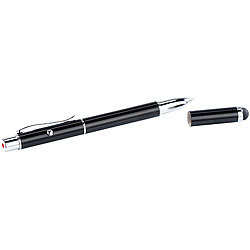 3-in-1 Touchpen Mit Kugelschreiber & LED-Licht – Silber/weiß Mit Orangefarbener Stylus-Spitze