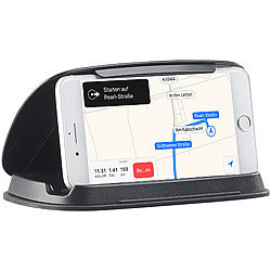 Lescars Universal-Mobilgeräte-Halterung fürs Armaturenbrett, bis 11,5cm Breite Lescars iPhone-, Smartphone- & Handy-Halterungen fürs Kfz-Armaturenbrett