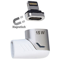 Callstel Lightning-kompatibler 90°-USB-C-Schnell-Ladeadapter, magnetisch, 15 W Callstel