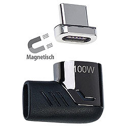 Callstel 2er-Set 90°-USB-C-Schnell-Ladeadapter mit Magnet-Stecker, PD bis 100 W Callstel