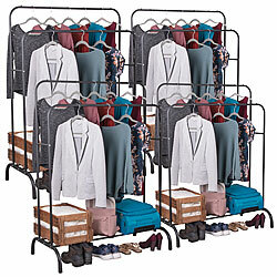Carlo Milano 4er-Set Freistehende Doppel-Kleiderstange, 110 x 147 x 55 cm, schwarz Carlo Milano Freistehende Doppel-Kleiderstangen 
