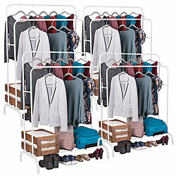 Carlo Milano 4er-Set Freistehende Doppel-Kleiderstange, 110 x 147 x 55 cm, weiß Carlo Milano Freistehende Doppel-Kleiderstangen