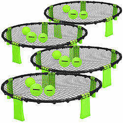 PEARL sports 4 Outdoor-Roundnet-Spielsets mit 4 Spielnetzen und 12 Bällen, Ø 92 cm PEARL sports Outdoor-Roundnet-Spielsets