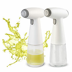 Rosenstein & Söhne 2er-Set Akku-Nebel-Sprühflasche, Öl & Essig, 180 ml, Echtglas, USB-C Rosenstein & Söhne Essig- & Öl-Pumpsprüher mit Akku