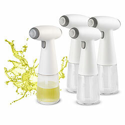 Rosenstein & Söhne 4er-Set Akku-Nebel-Sprühflasche, Öl & Essig, 180 ml, Echtglas, USB-C Rosenstein & Söhne Essig- & Öl-Pumpsprüher mit Akku