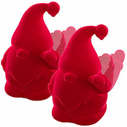 infactory 2er-Set Winke-Gartenzwerge, 16,5 cm, beflockt, Batteriebetrieb, rot infactory Batteriebetriebene Winke-Gartenzwerge