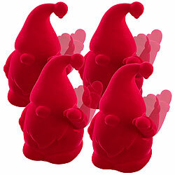 infactory 4er-Set Winke-Gartenzwerge, 16,5 cm, beflockt, Batteriebetrieb, rot infactory Batteriebetriebene Winke-Gartenzwerge