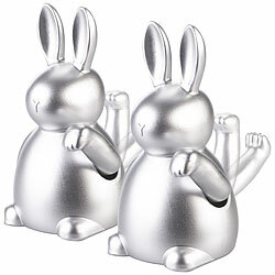 infactory 2er-Set Winke-Hasen, 20 cm, Batteriebetrieb, Ein/Aus-Schalter, silbern infactory Batteriebetriebene Winke-Hasen