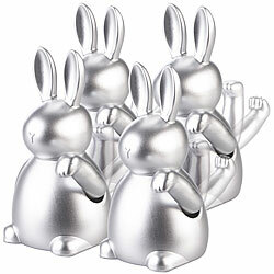 infactory 4er-Set Winke-Hasen, 20 cm, Batteriebetrieb, Ein/Aus-Schalter, silbern infactory Batteriebetriebene Winke-Hasen
