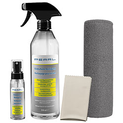 PEARL Bildschirm-Reinigungs-Set, 2 Sprays, 610vm, Mikrofasertuch, Poliertuch PEARL Bildschirm-Reinigungs-Sets mit Sprays, Mikrofasertücher, Poliertücher