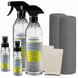 PEARL Bildschirm-Reinigungs-Set, 4 Sprays, 1,22 l,  Reinigungstüchern PEARL 