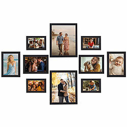 Your Design 10er-Set Bilderrahmen aus MDF mit echtem Glas, Wandhaken, schwarz Your Design Bilderrahmen mit echtem Glas