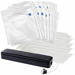 Rosenstein & Söhne 2in1-Vakuumierer mit 10 Folien je 20x25 cm und 20 Folien je 26x28 cm Rosenstein & Söhne 2in1-Balken-Vakuumierer mit Einzelnaht, für Folien, Tüten und Dosen