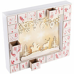 infactory Adventskalender zum Befüllen, LED-Beleuchtung, wiederverwendbar, Holz infactory Adventskalender zum Befüllen, LED-Beleuchtung, Holz