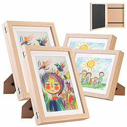 Your Design 4er-Set Bilderrahmen A4 mit Fach für 150 Kinderzeichnungen, Holz-Optik Your Design Bilderrahmen mit aufklappbarem Fach für Kinderzeichnungen