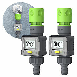 Royal Gardineer 2er-Set Digitale Wasserzähler für den Gartenschlauch, 4 Zähleranzeigen Royal Gardineer Wasserzähler für Gartenschläuche 