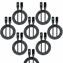 Callstel 8er-Set USB-C-Schnelllade-/Datenkabel mit LED-Display, 100 Watt Callstel PD-USB-C-Daten- & Ladekabel mit digitaler Anzeige 