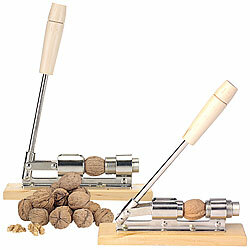 Rosenstein & Söhne 2er-Set Retro Design-Nussknacker aus Holz und verchromtem Stahl Rosenstein & Söhne Nussknacker 