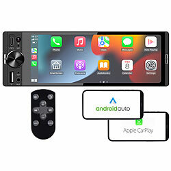 Creasono 1-DIN-Autoradio mit wireless Apple Carplay & Android Auto, 6,6"/16,8cm Creasono 1-DIN-MP3-Autoradios mit Wireless Apple Carplay & Android Auto