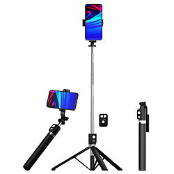 Somikon 2in1-Smartphone-Selfie-Stativ, bis 170 cm, mit Bluetooth-Fernauslöser Somikon Selfie-Sticks und Smartphone-Stative