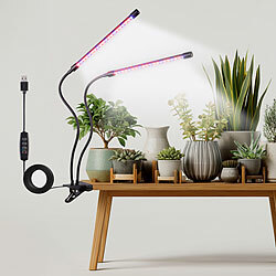 Lunartec Vollspektrum-LED-Pflanzenlampe mit 2 beweglichen Schwanenhälsen Lunartec Vollspektrum-LED-Pflanzenlampen mit Schwanenhälsen