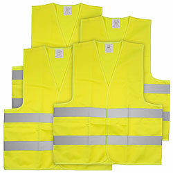 Lescars 4er-Set Auto-Warnwesten, europaweit zugelassen nach EN ISO 20471 Lescars Auto-Warnwesten, europaweit gültig nach EN ISO 20471