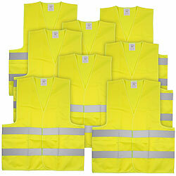 Lescars 8er-Set Auto-Warnwesten, europaweit zugelassen nach EN ISO 20471 Lescars Auto-Warnwesten, europaweit gültig nach EN ISO 20471