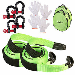 Lescars 2er-Set Abschleppseile mit 5 m, Haken, 10 Tonnen Zugkraft, Handschuhe Lescars Abschleppseile