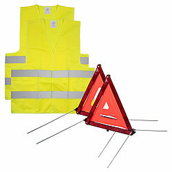 Lescars 2er-Set Kfz-Notfallset mit Warnweste und Warndreieck, reflektierend Lescars Kfz-Notfallsets mit Warnwesten und Warndreiecken, reflektierende