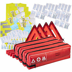 Lescars 4er-Set Kfz-Kombitasche mit Verbandkasten, Warndreieck & Warnweste Lescars 3in1 KFZ Kombitaschen