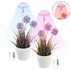 Lunartec 2er-Set Höhenverstellbare Vollspektrum-LED-Pflanzenlampe mit 48 LEDs Lunartec Höhenverstellbare Vollspektrum-LED-Pflanzenlampen