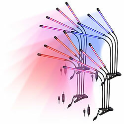 Lunartec 4er-Set Vollspektrum-LED-Pflanzenlampe m. 4 beweglichen Schwanenhälsen Lunartec Vollspektrum-LED-Pflanzenlampen mit Schwanenhälsen