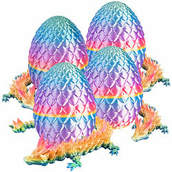 Playtastic 4er 3D-gedrucktes Drachenei mit Drachenfigur, dreifarbig, 28,5 cm Playtastic Dracheneier mit Drachenfigur 