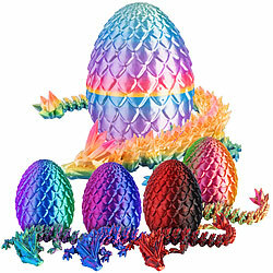 Playtastic 5er-Set 3D-gedruckte Dracheneier mit Drachenfigur: 1 großes & 4 kleine Playtastic Dracheneier mit Drachenfigur 