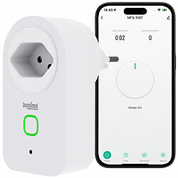 Luminea Home Control WLAN-Steckdose mit Stromverbrauchsmesser, Zeit- & Sprachsteuerung, 10A Luminea Home Control WLAN-Steckdosen mit Stromkosten-Messfunktion