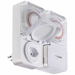 revolt CH: 2er-Set 24-Std.-Timer für Steckdose Typ J, bis 2.300 Watt, IP44 revolt Outdoor-Zeitschaltuhren für Stromanschluss Typ J (Schweiz) 