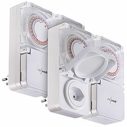 revolt 4er-Set 24-Std.-Timer für Steckdose Typ J, bis 2.300 Watt, IP44 revolt Outdoor-Zeitschaltuhren für Stromanschluss Typ J (Schweiz)