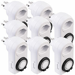 revolt 8er-Set mechanische 24-Std.-Timer für Steckdose Typ J, bis 2.300 Watt revolt Mechanische Zeitschaltuhren für Stromanschluss Typ J (Schweiz)