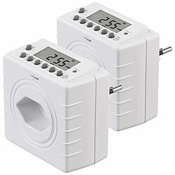 revolt 2er-Set Zeitschaltuhren für Typ-J-Steckdose, LCD-Display,2.300W revolt Digitale Zeitschaltuhren für schweizer Steckdosen