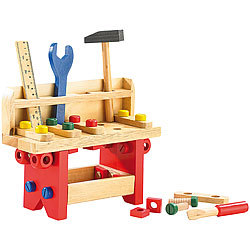 Playtastic Lustige Holzwerkbank für kleine Handwerker, 51-teilig Playtastic Kinder Holz-Werkbänke