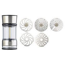Rosenstein & Söhne Elegante Küchenreibe mit Mahlwerk und Dose, 3 Edelstahl-Wechselklingen Rosenstein & Söhne Universal Dosenreiben & -Mühlen