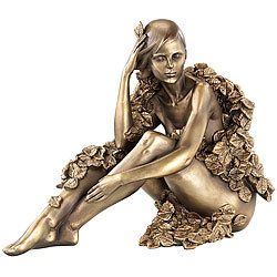Carlo Milano Sitzende Frauen-Statuette, Kunstharz-Guss in Bronzeoptik Carlo Milano