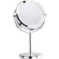 Sichler Beauty Stand-Kosmetikspiegel mit 18 LED, 3-fache Vergrößerung Sichler Beauty Kosmetik-Standspiegel mit LED-Beleuchtungen und Batteriebetrieb